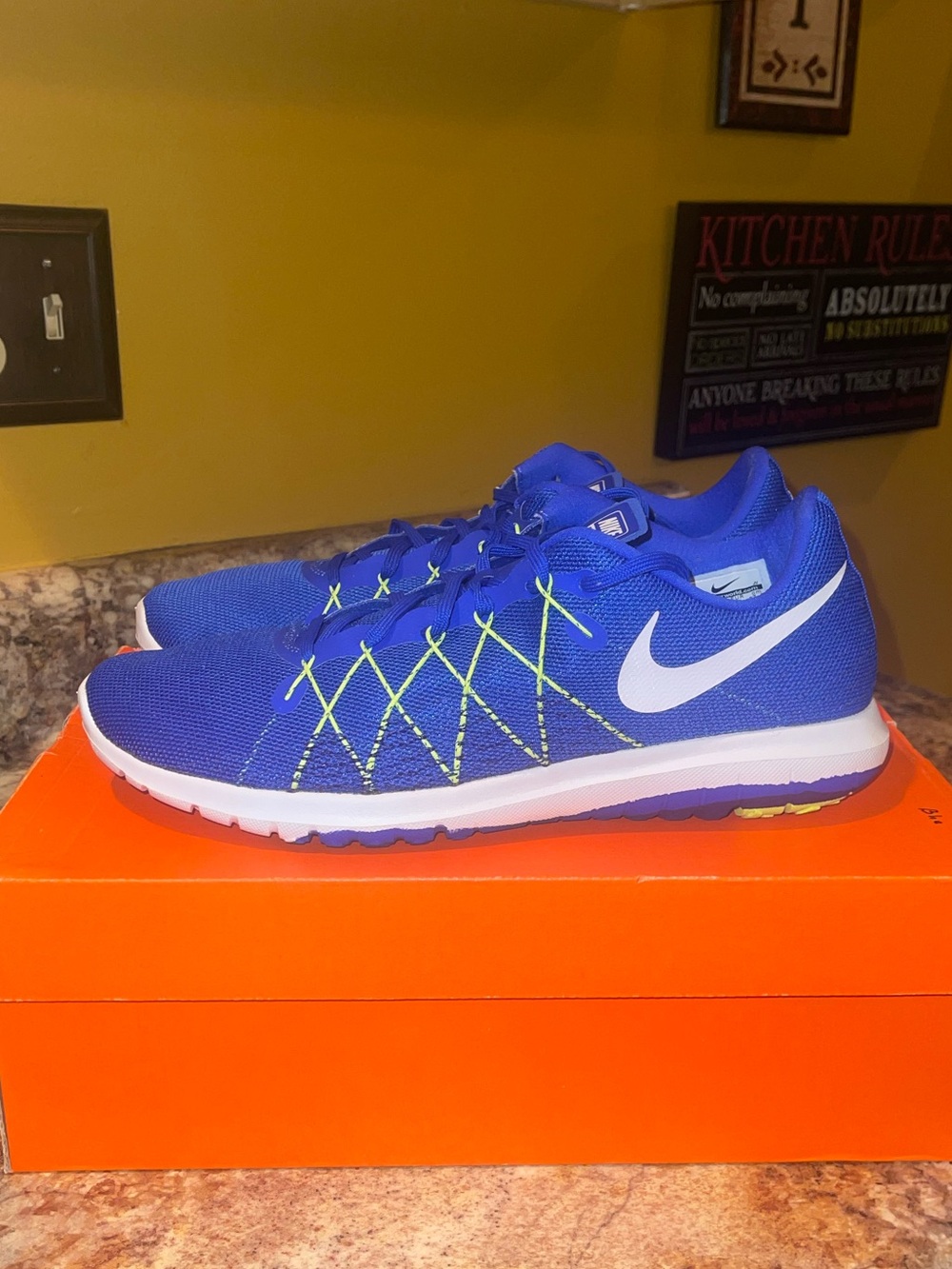 Nike Royal Blue Sneakers with Neon Green Accents - Picture 3 of 6